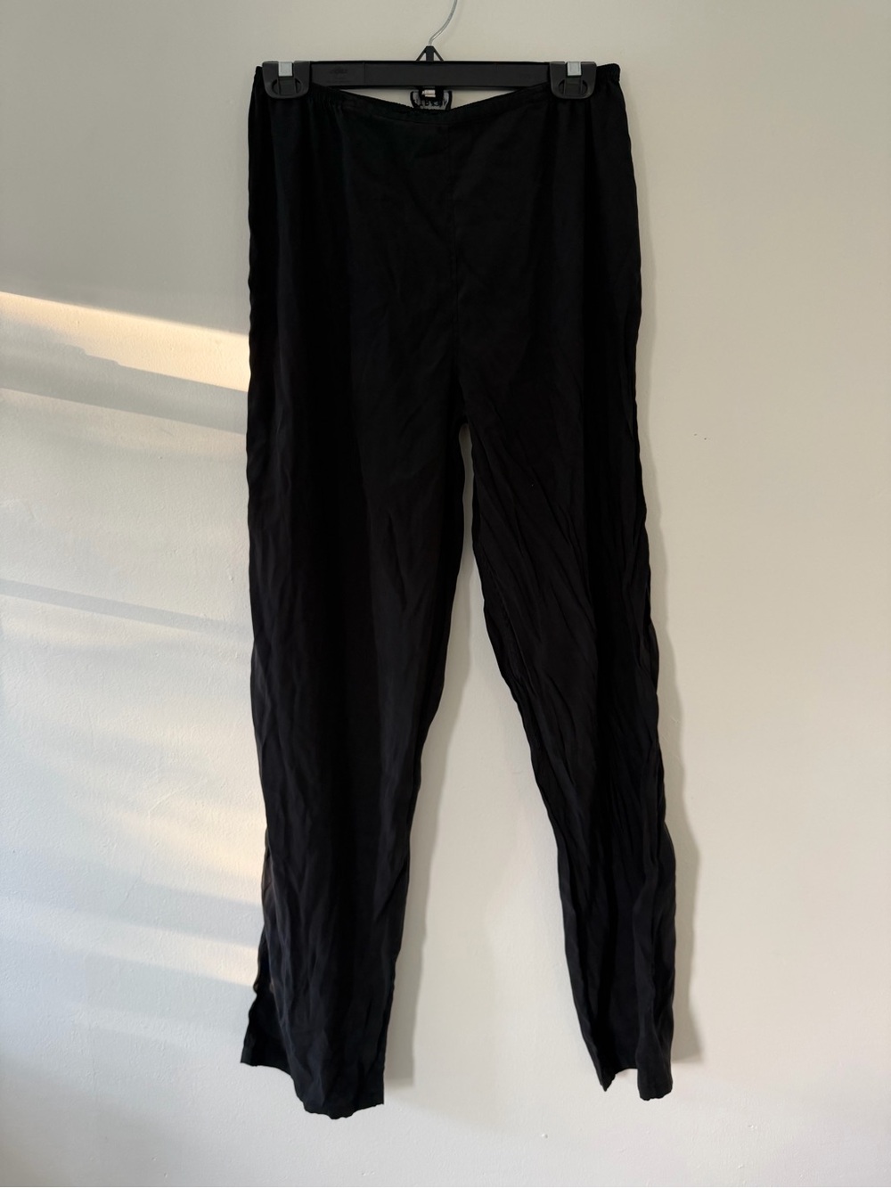 Citron Solid Relaxed Fit Pants Leggings in Black Silk Elastic Waist Size Medium